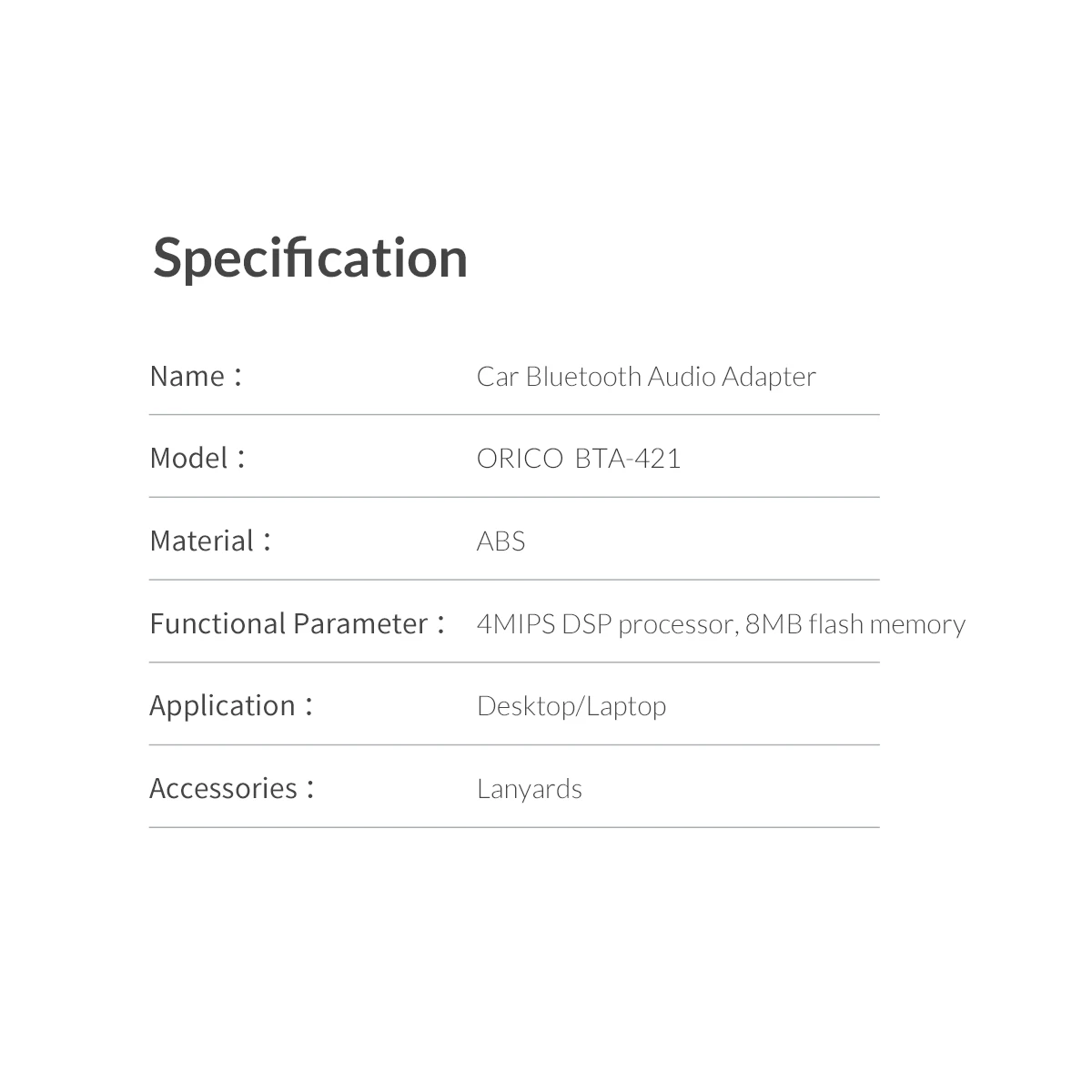 ORICO USB Bluetooth 4,2 беспроводной передатчик EDR 2,4 ГГц Aux аудио Bluetooth адаптер с подвесной цепочкой для компьютера ПК планшета