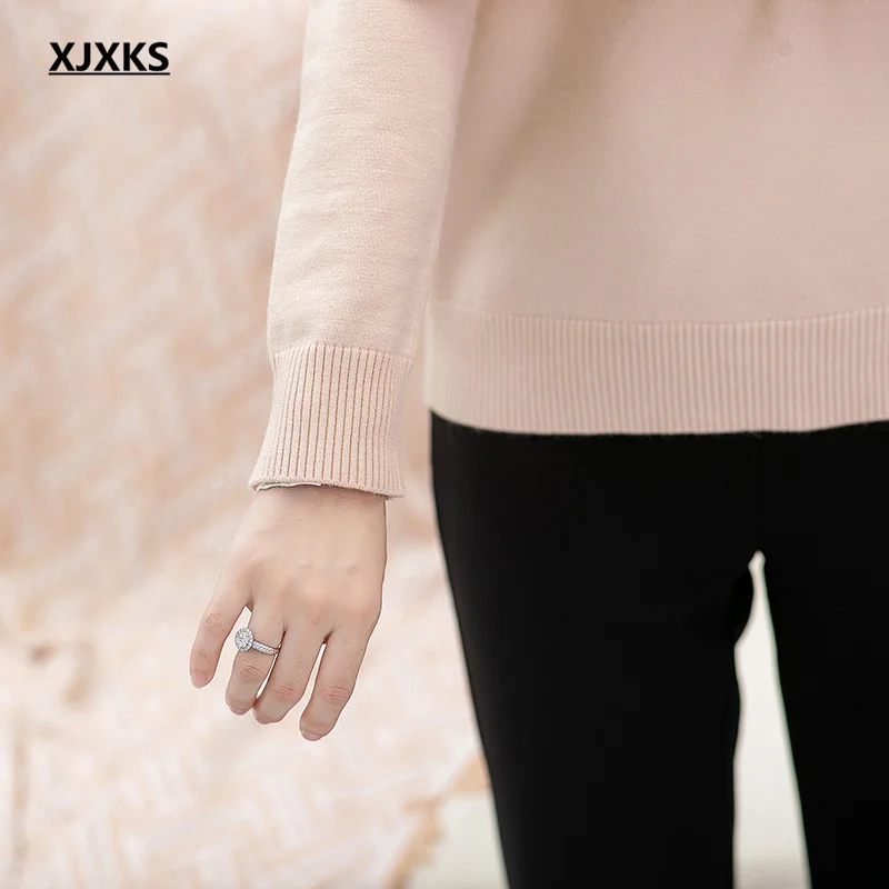 Женский шерстяной вязаный свитер с вышивкой отворотом | Женская одежда