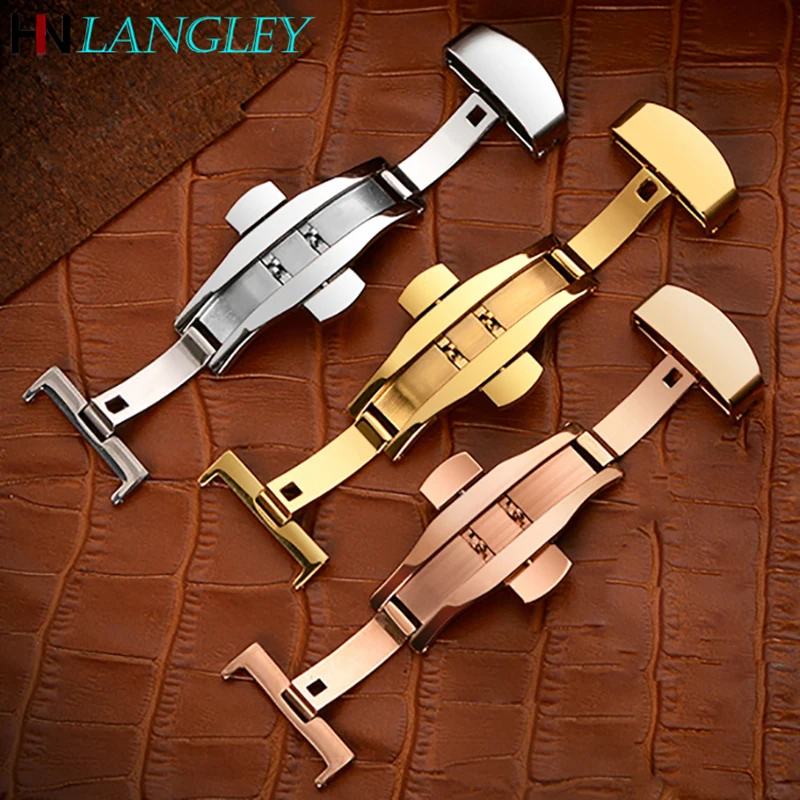 Кнопка для часов из нержавеющей стали автоматическая складная пряжка с