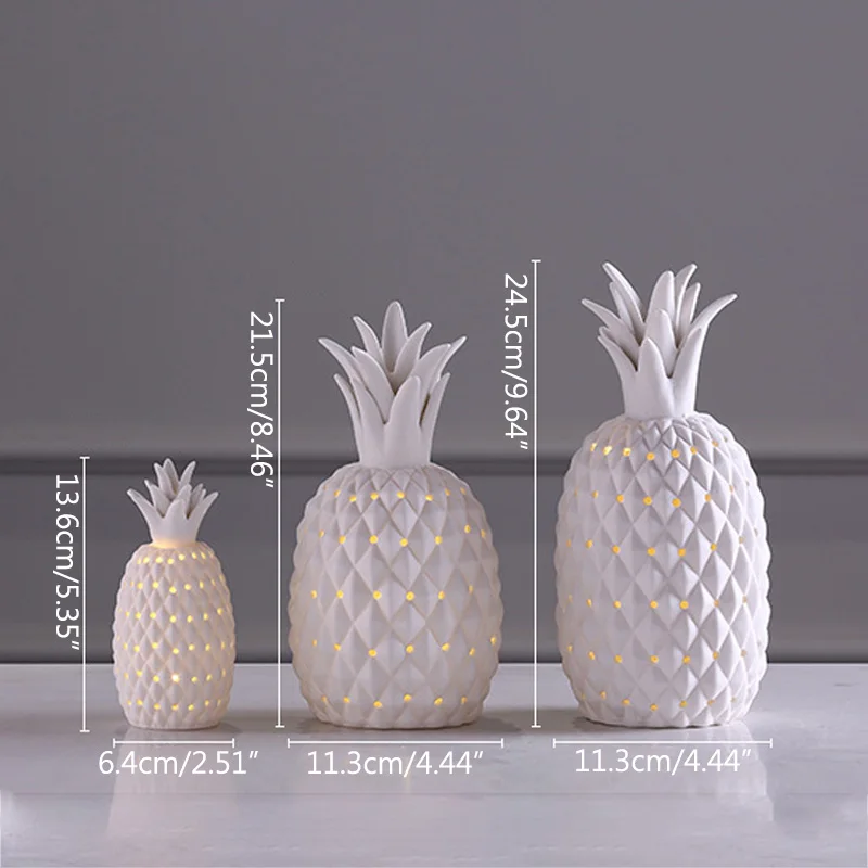 

Nordic Ceramic Pineapple With LED Light Desk Decoration Ornament Art Crafts Decoration Model Gift Home Decoration Accessories