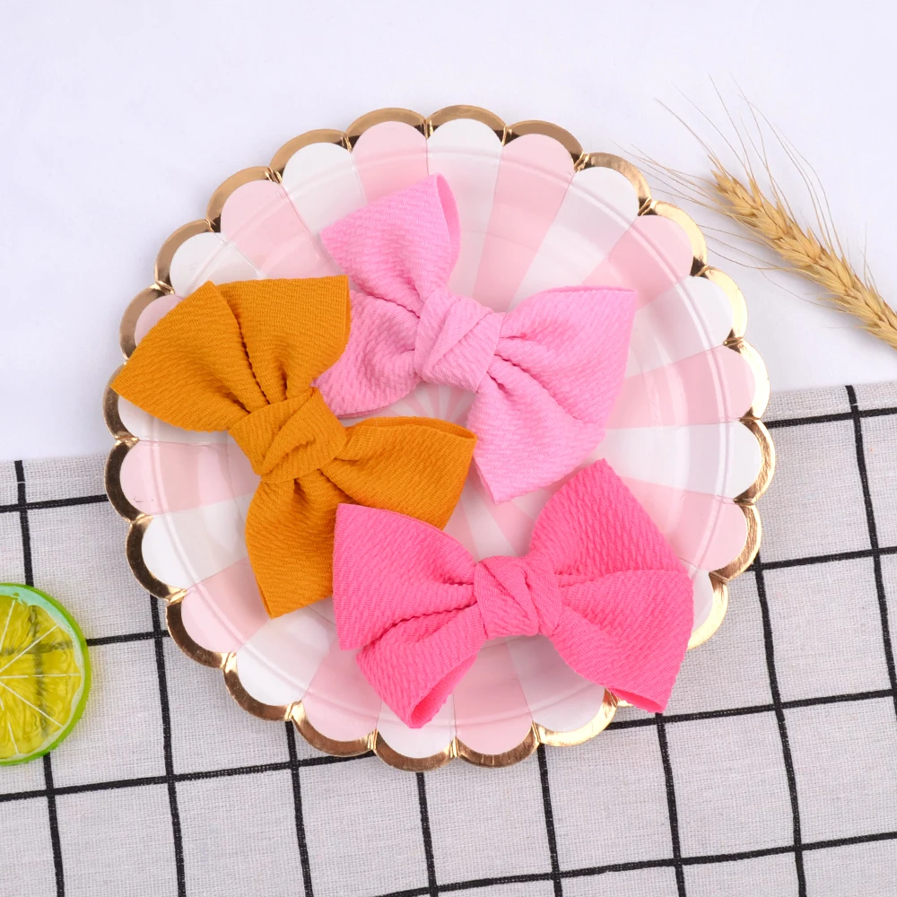 Однотонные бантики для волос 4 дюйма с клипсой милых маленьких девочек заколки