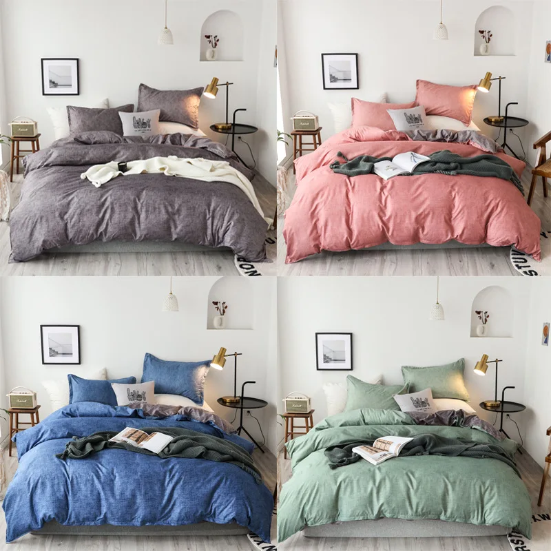

European Duvet Cover Set Bed Sheet Pink Super Soft 100% Brushed Microfiber Quilt Cover with Pillowcase 3pcs Pure Color Bedding