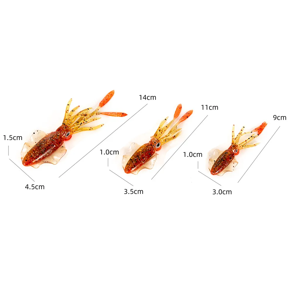 

S/M/L Luminous Soft Squid Fishing Lure Jig Fishing Tuna Lures Octopus Sea Fishing Sea Wobbler Soft Bait Fishing Accessories