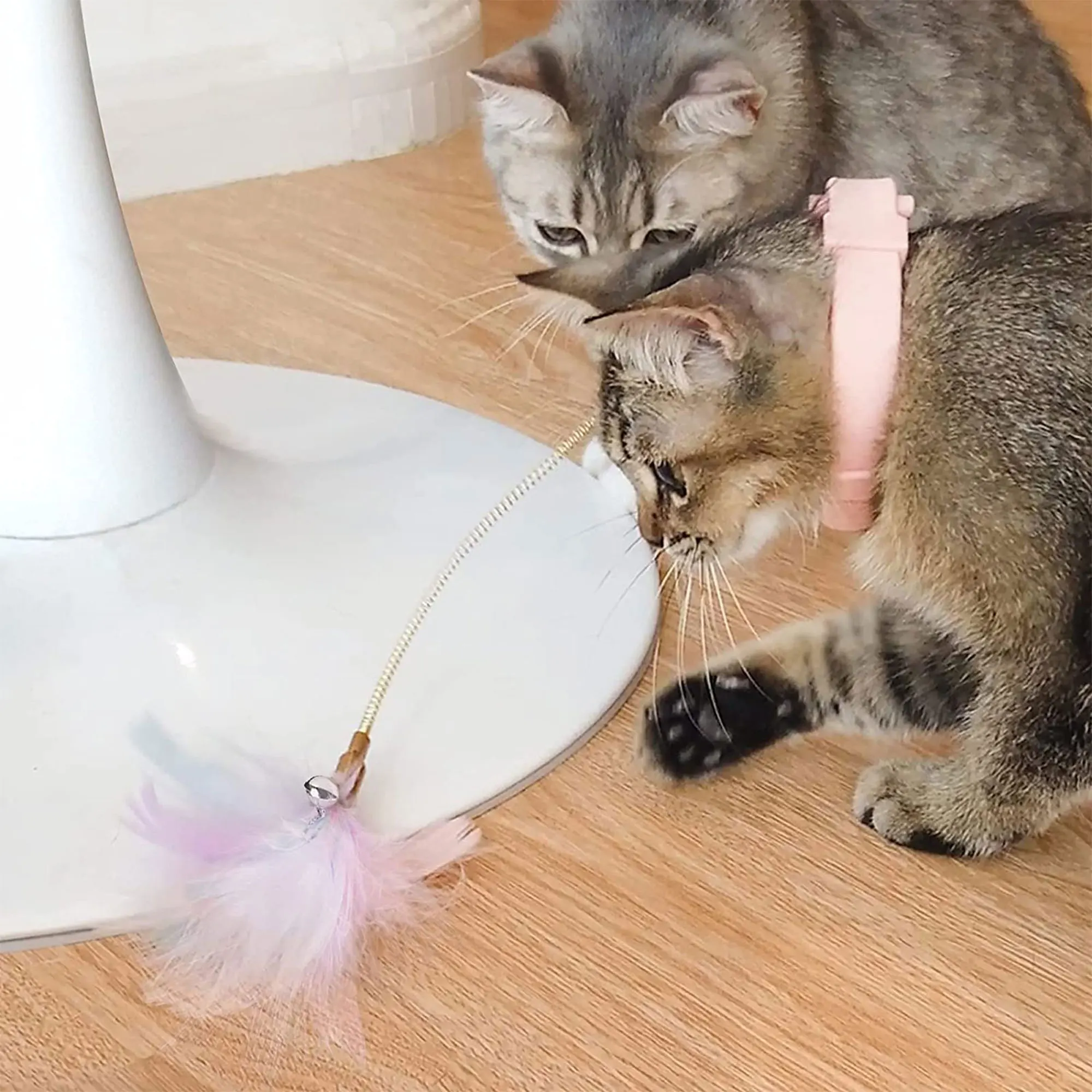 Cat Feather Toy with Adjustable Collar Teaser Release Hands Self-amused Metal Interactive Game Pet Toys | Дом и сад