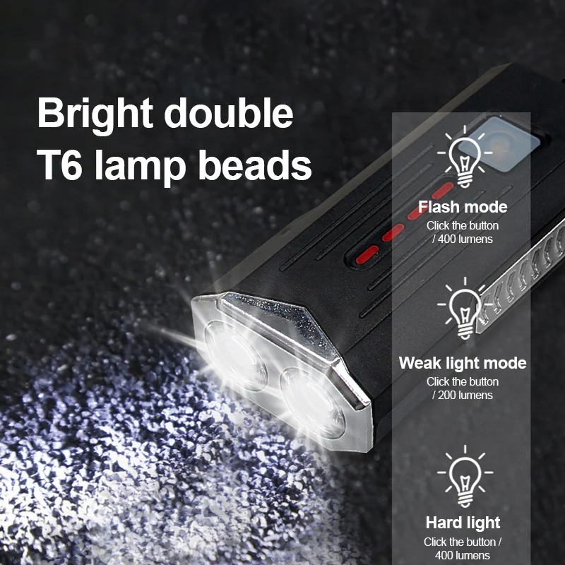

Mountain bike riding light Car front light Cycling strong light flashlight bicycle Accessories 400mAh Bicycle light horn