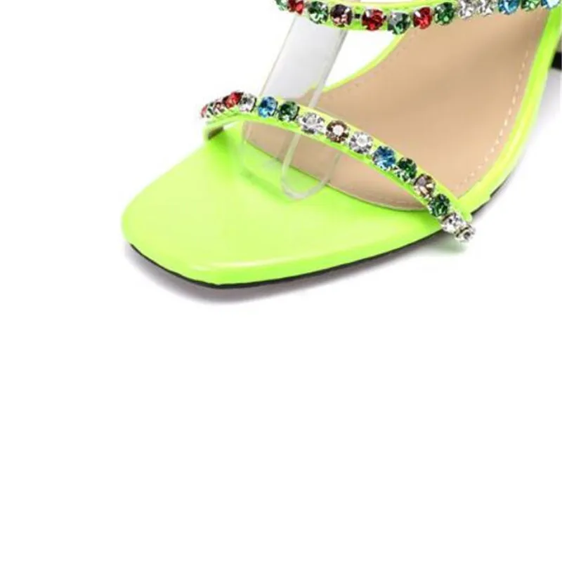 

2021 new ladies sandals colorful diamond super sexy women's shoes fashion show high quality 12 cm wine glass heel size 4-10 11
