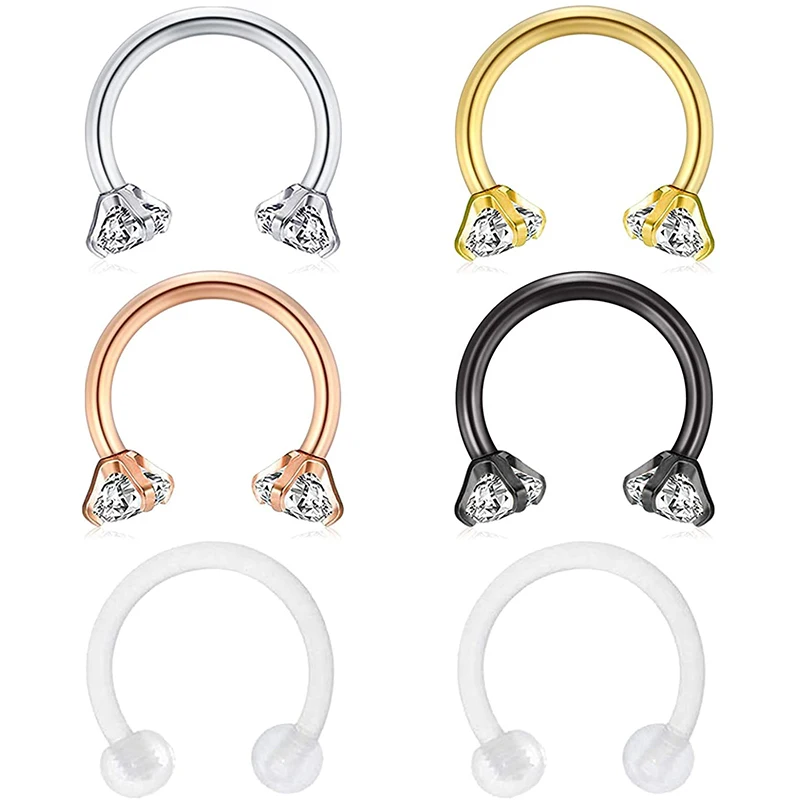 16G перегородка кольца CZ кристальная стрела Звезда Луна подковообразные 8 мм 10