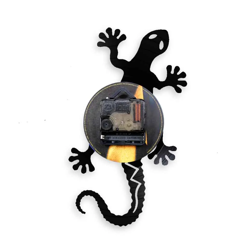 Antique Nature Art Zoology Lizard Wall Clock Safari Gecko Vinyl Record Silhouette Wildlife Animal Icon Vintage | Дом и сад