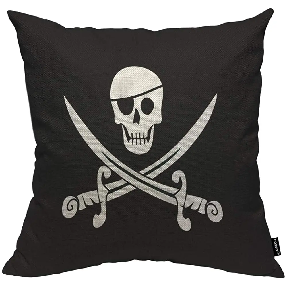 

HOSNYE Пират Веселый Роджер наволочки из хлопка и льна, наволочки с рисунком черепа, байонетного Креста, декоративные наволочки для домашнего ...