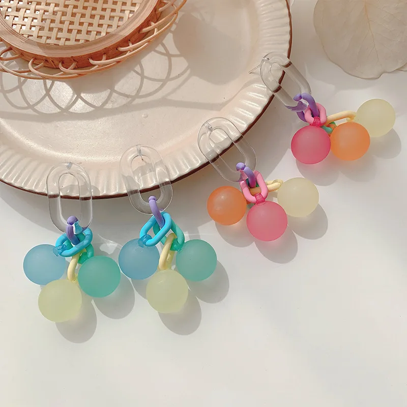 

Origin Summer Cute Funny Arcylic Geometric Round Bead Dangle Earring for Women Hollow Out Multicolor Earring Jewelry Pendientes