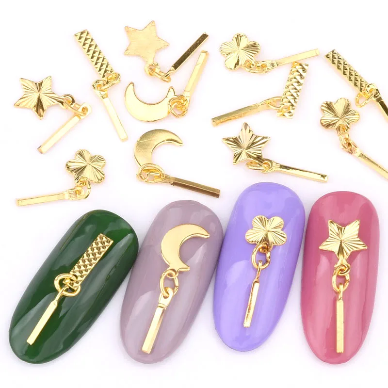 10 шт. 3D очарование золота для художественного оформления ногтей луна