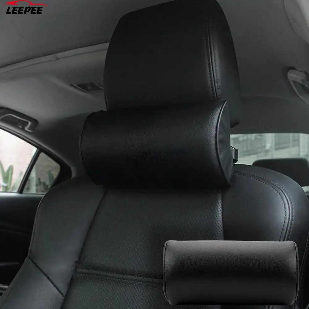 

Universal Auto Head Rest Cushion Leather Travelling Comfortable Neck Protection Car Seat Neck Pillow Head Safety Support Pad
