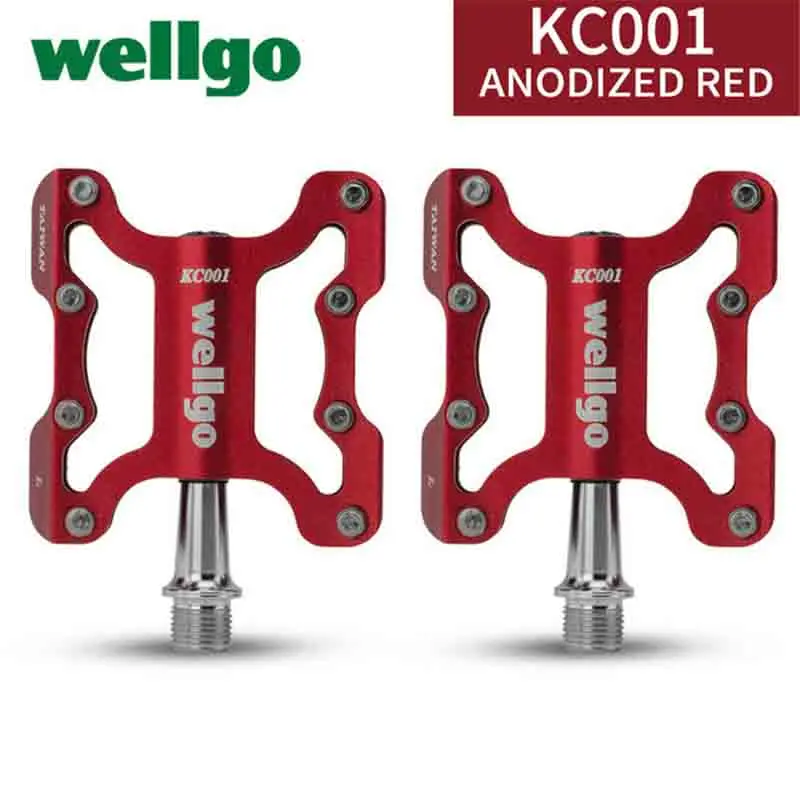 Wellgo KC001 фиксированная педаль MTB BMX велосипедный светильник педали 270 г/пара высококачественные детали для велосипеда Cr-Mo, 9/16 ''шпиндель, герметичный подшипник - Цвет: Red