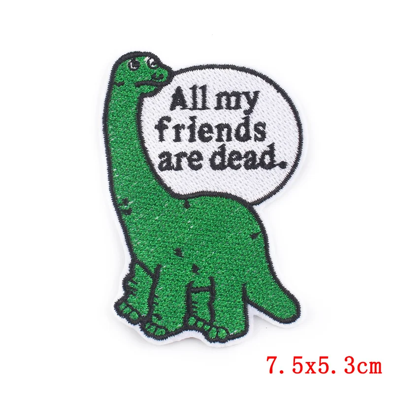 Pulaqi Cartoon Dinosaur Patch Stripe Iron On Patches for Clothes Lovely Bird Embroidered Clothing Stickers Applique | Дом и сад
