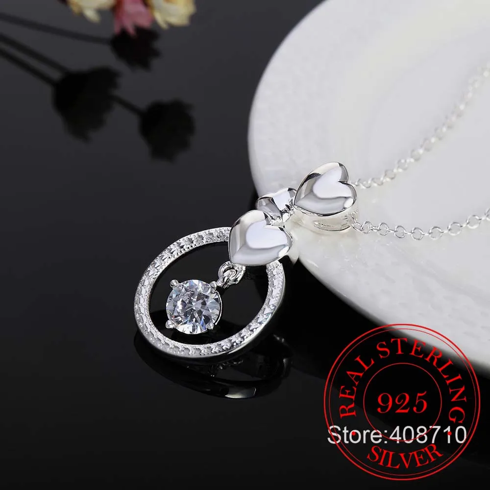 Женское Ожерелье с кулоном из серебра 925 пробы модное колье сердцем | Украшения и