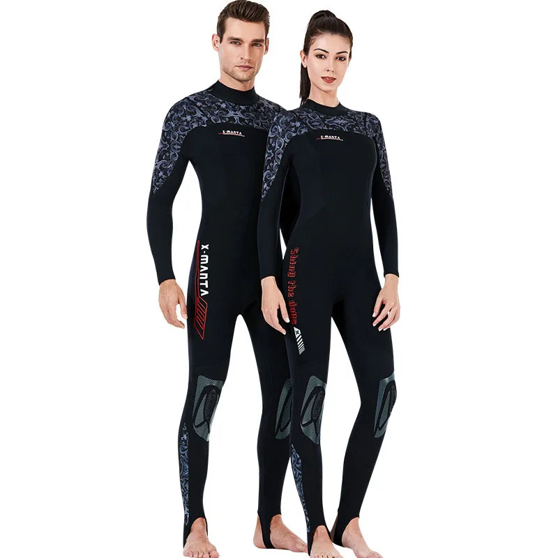 

New Blue And White Porcelain Printing 1.5MM Neoprene One-piece Wetsuit Sunscreen Long-sleeve Snorkeling Surfing Suit For Couple