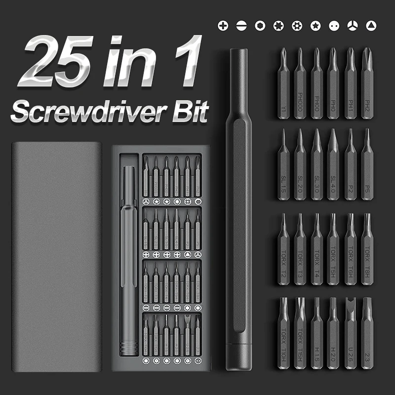 

Screwdriver Kit 24 Precision Magnetic Bits DIY Dismountable Screw Driver Set Mini Tool Case For Smart Home PC Phone Repair