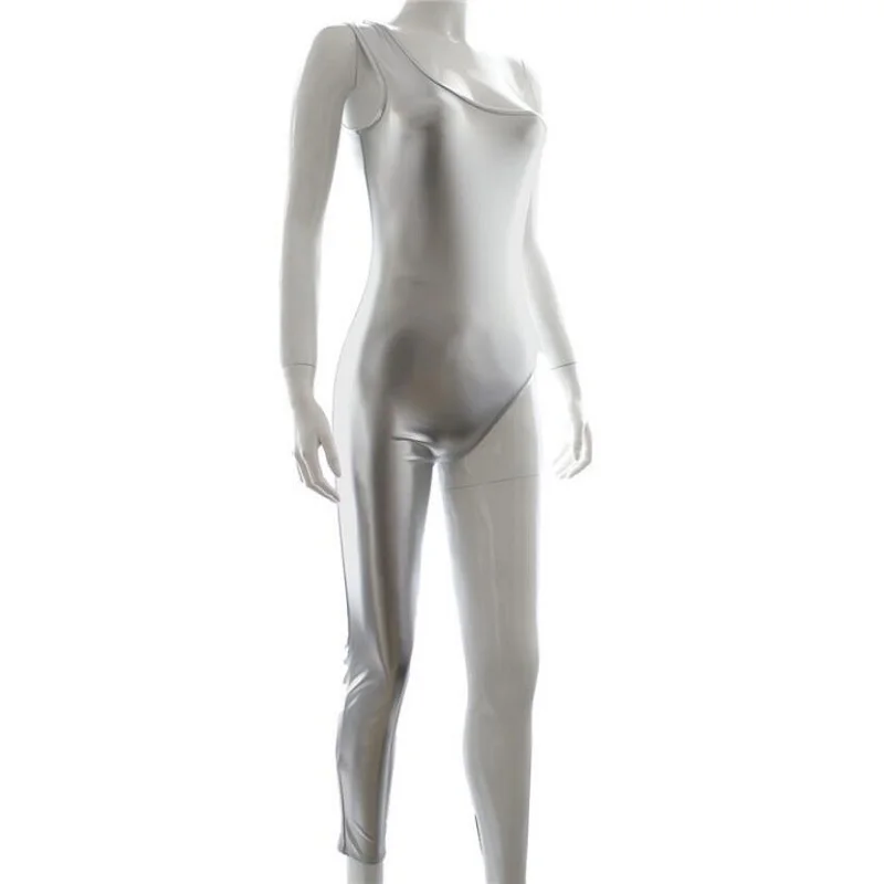 Женский сексуальный Блестящий Комбинезон с металлическим блеском на одно плечо