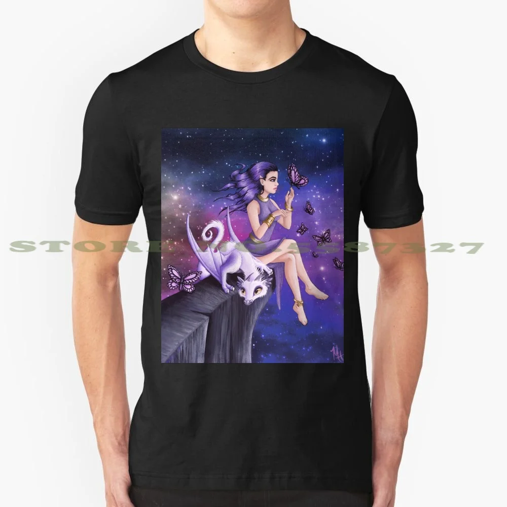 Фиолетовая Ночная фантазия летняя забавная футболка для мужчин женщин дракон