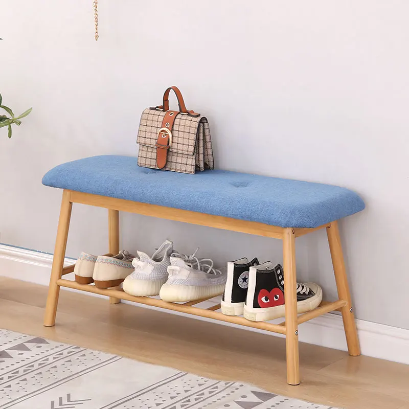 

Creative Storage Racks Fabric Bamboo Shoe Rack Living Room Furniture Home Solid Wood Foot Stool Bench Foyer Porch Shoe Stool HWC