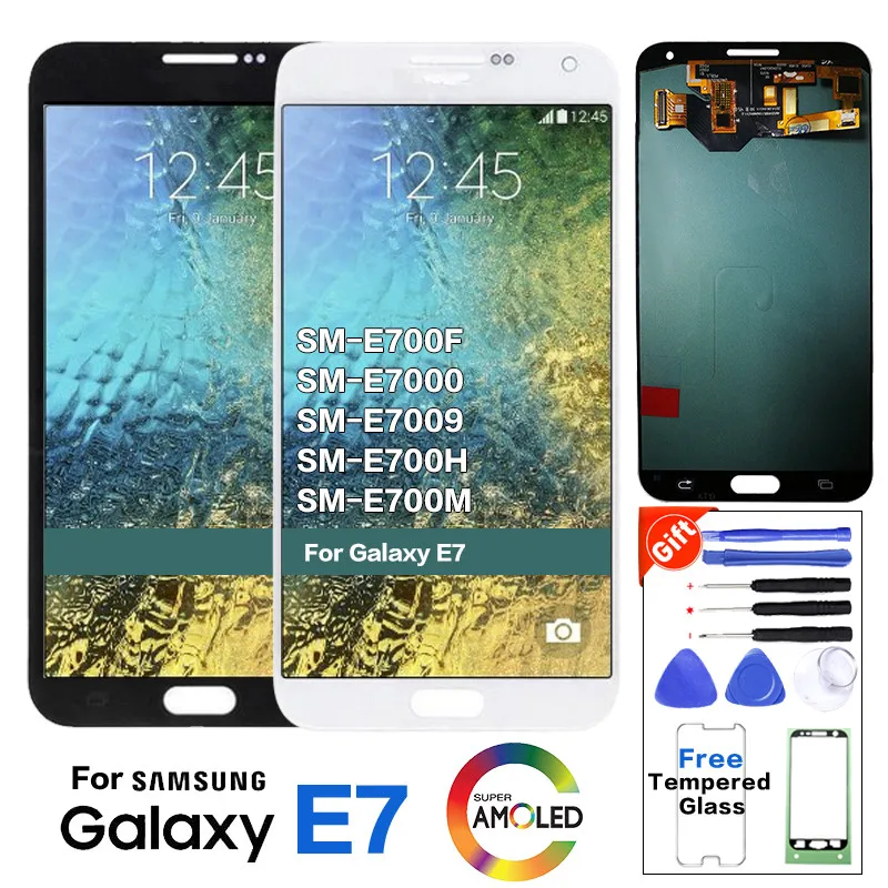 ЖК дисплей Amoled для SAMSUNG Galaxy E7 сенсорный экран E700 E700M E700F E700H с регулируемой