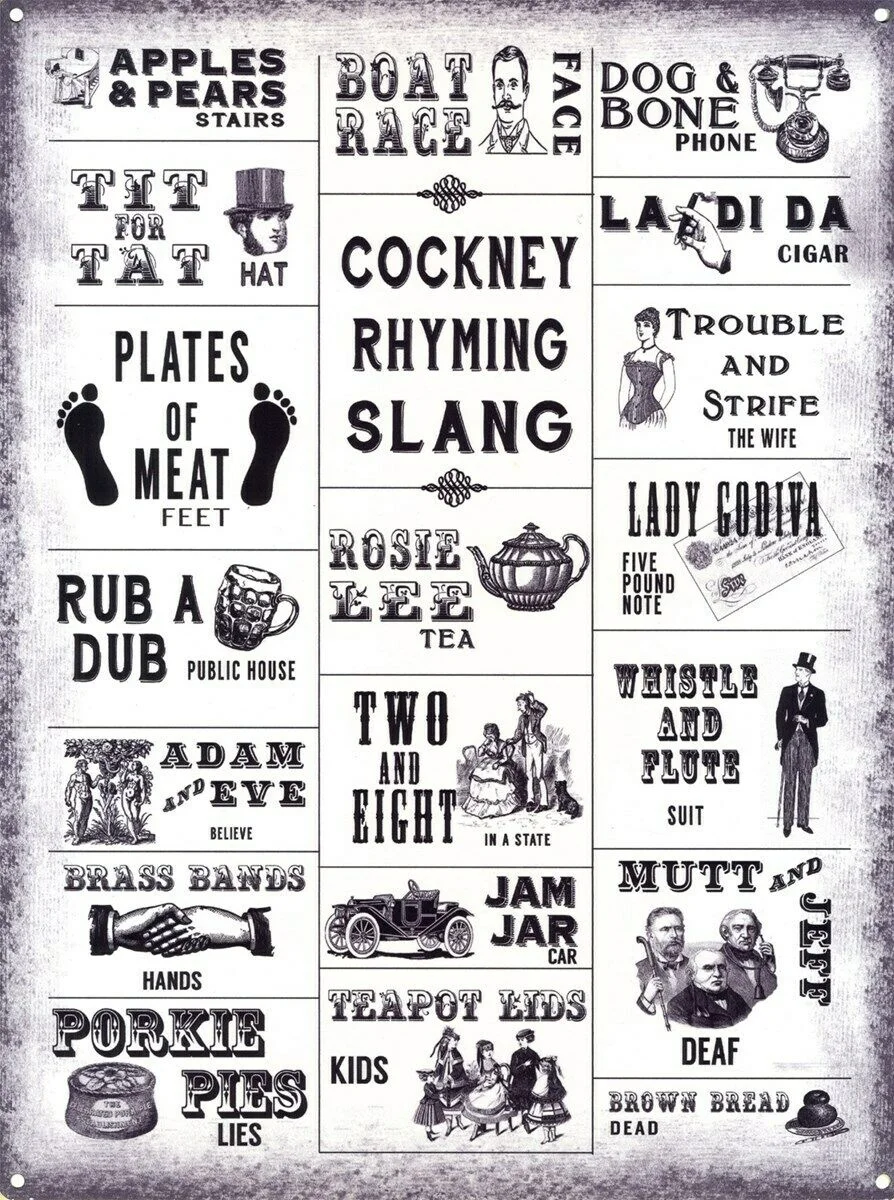 

Tin Sign Cockney Rhyming Slang Grey Coffee Bar Decoration