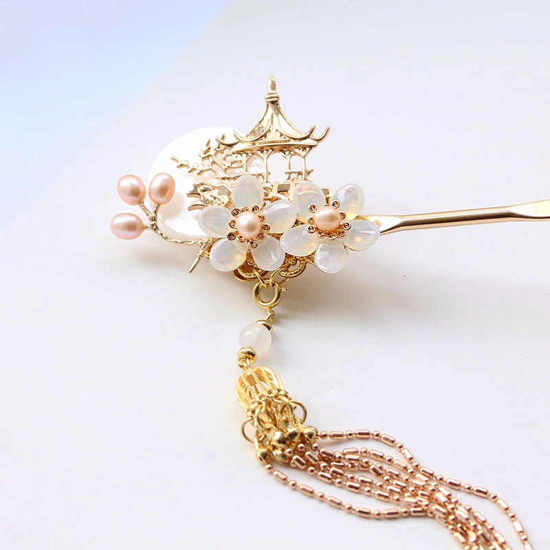 Заколка для волос женская винтажная с пресноводным жемчугом | Украшения и