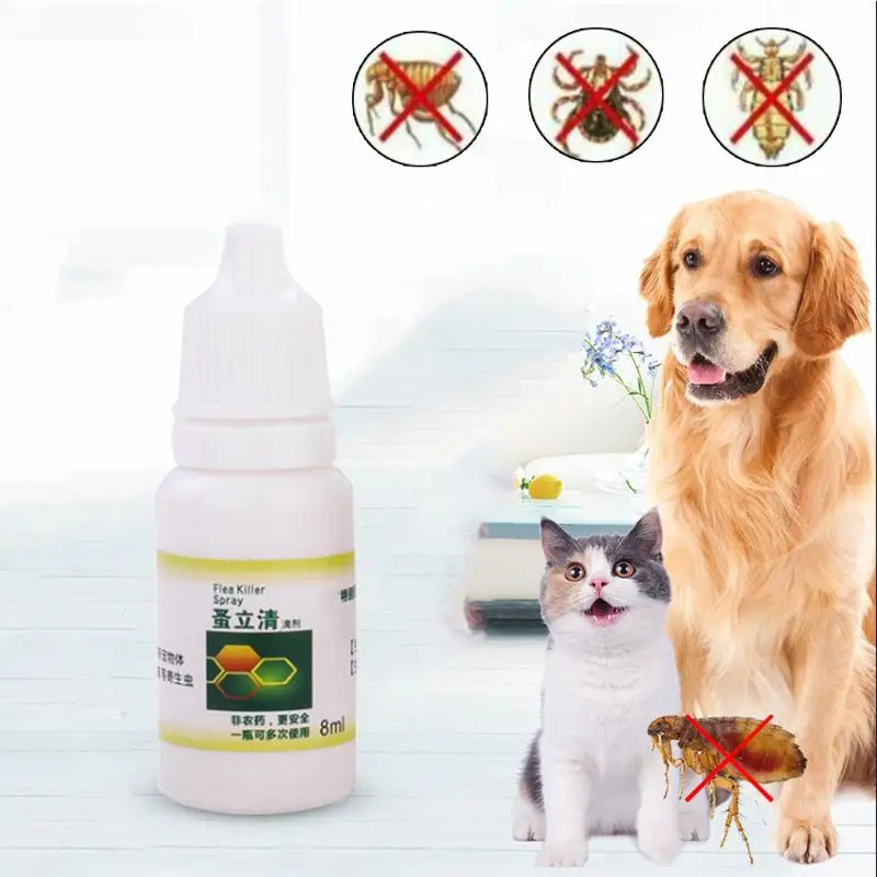 

8ml Pet Dog Flea Tick Killer Anti-flea Insecticide Spray Lice Insect Remover 95AA