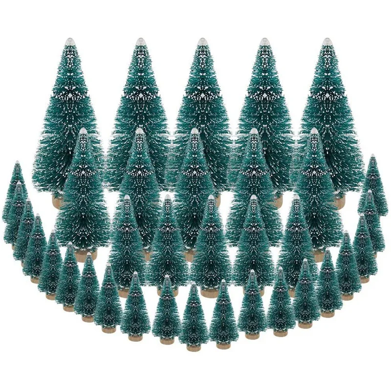 

35 PCS Miniature Christmas Tree Artificial Snow Frost Trees Pine Trees for Christmas DIY Craft Party Decoration (4 Size)