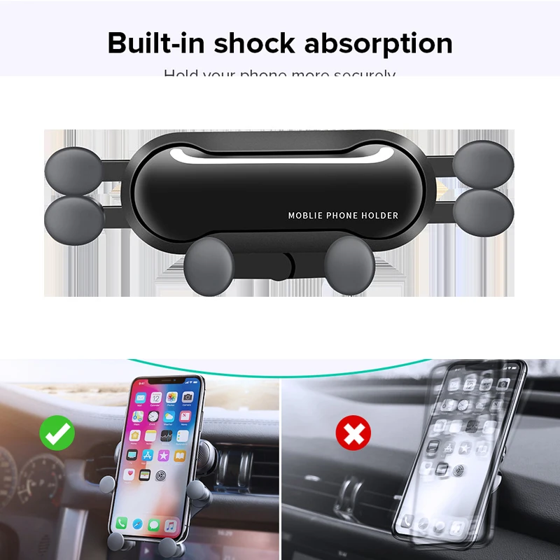 DUSH Gravity Car Holder For Phone in Air Vent Clip Mount No Magnetic Mobile GPS Stand iPhone XS MAX Samsung | Мобильные телефоны и
