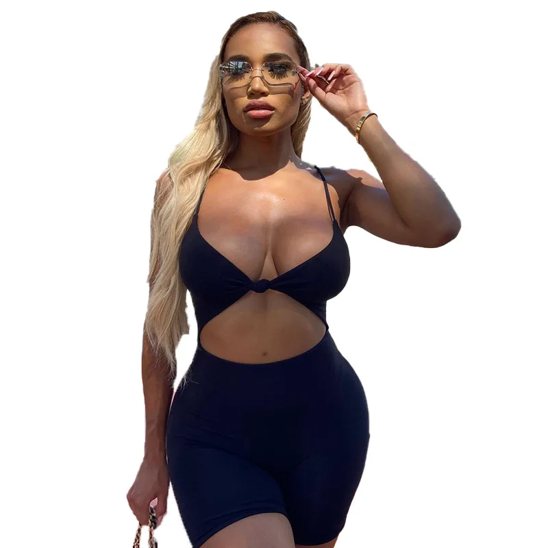 

FMZXG Fashion Women 2021 Summer New Solid Color Hollow Out Sexy Hip Lift Shorts Rompers Movement Fitness Clothes