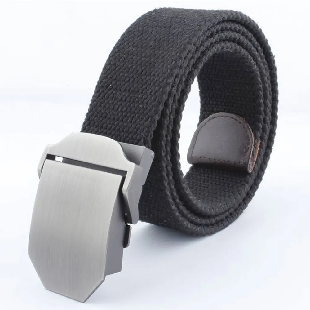 Black Plain-buckle Популярные ремни 110 см 140 см военный холщовый ремень для мужчин и женщин ремни с пряжкой США роскошный спортивный джинсовый ремень на каждый день Cintos - Цвет: Black Plain-buckle