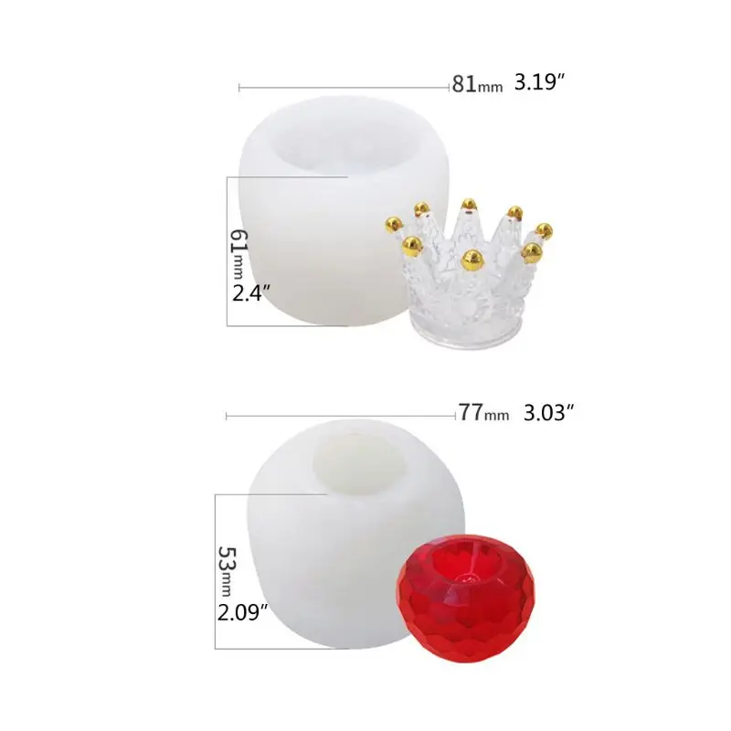

2Pcs Large Apple Crown Shape Storage Box Holder Ashtray Silicone Molds Resin Casting Jewlery Making Tools Art Crafts