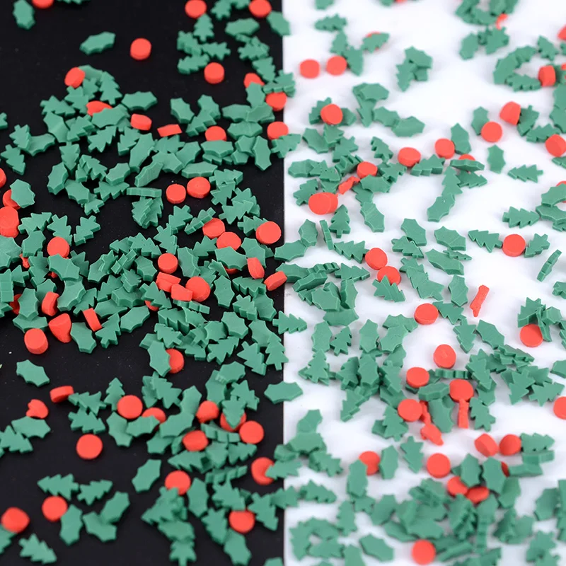 20 г 5 мм полимерные листья Холли ломтик Рождество Горячие мягкие глины брызгает