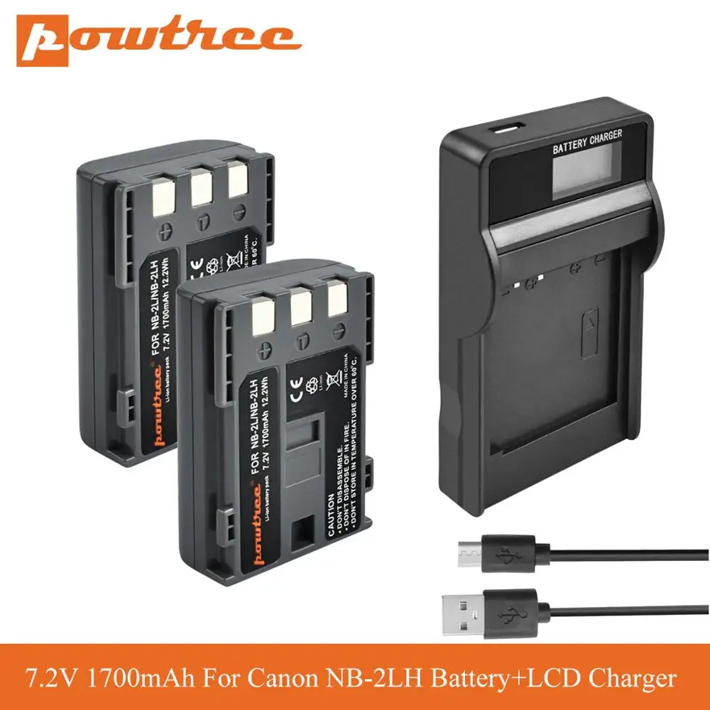 POWTREE NB 2L Батарея + ЖК дисплей Зарядное устройство для цифровых камер Canon EOS 350D/400D Rebel