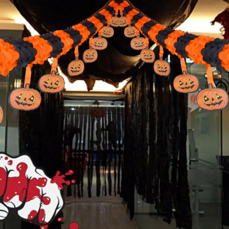 Гирлянда на Хэллоуин баннер в виде тыквы висячий флаг 3 м праздничный для