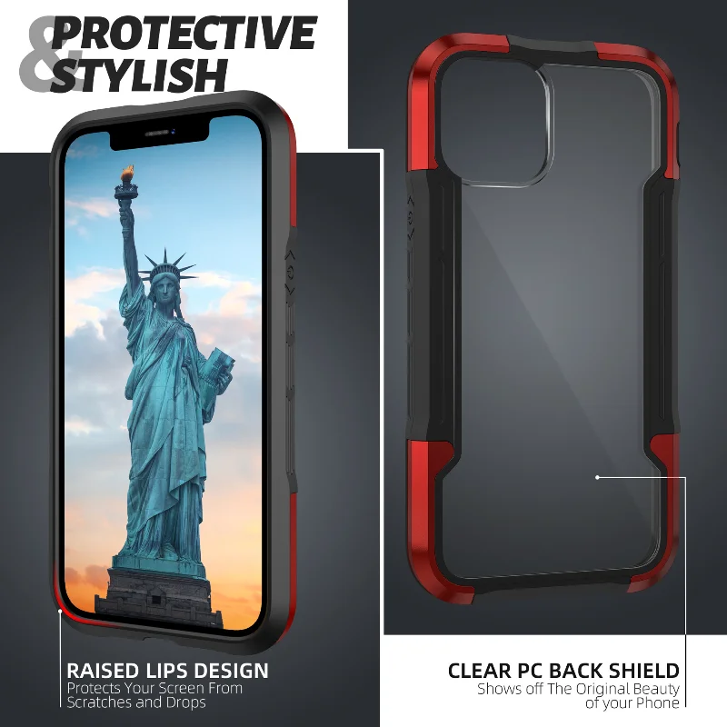 

Filsika Thick Shockproof Armor Phone Case For iPhone12 Transparent Aluminum alloy+tpu phone case For iPhone Pro Max Clear Case