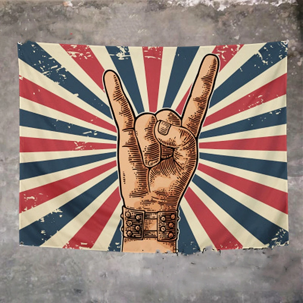 

Rock 'n' Roll Hip Hop Reggae Posters Banner Rock Music Hanging Cloth Canvas Painting Flag Office Music Studio Room Wall Decor S4