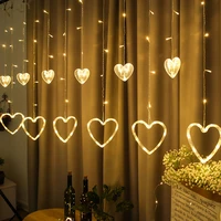 wedding heart shaped curtain lamp 2 5m 138leds fairy love lights string for valentines day christmas party garden patio decor