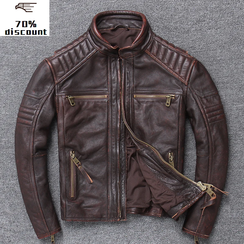 Мужская кожаная куртка из натуральной кожи мужская верхняя овчины 2020|Мужские