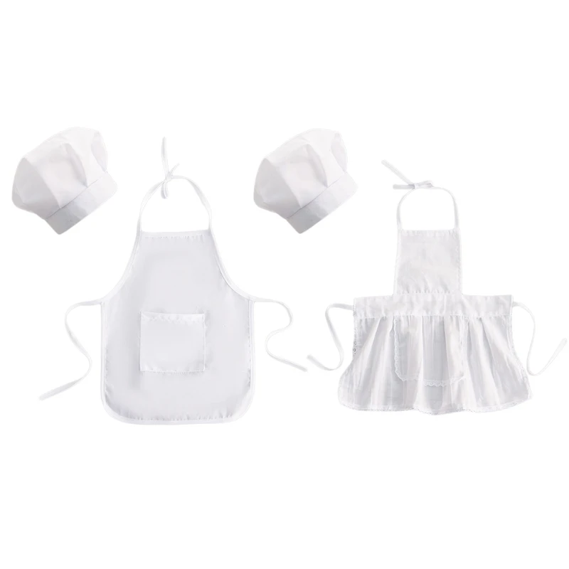 

Infant Baby Boys Girls White Chef Costume Kitchen Hat and Apron Set Cosplay Newborn Photography Props Uniform Cooking Baking
