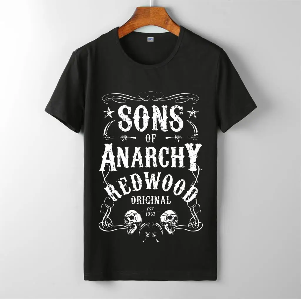 Оригинальная Черная футболка с надписью sons of anarchy redwood Мужская короткими рукавами