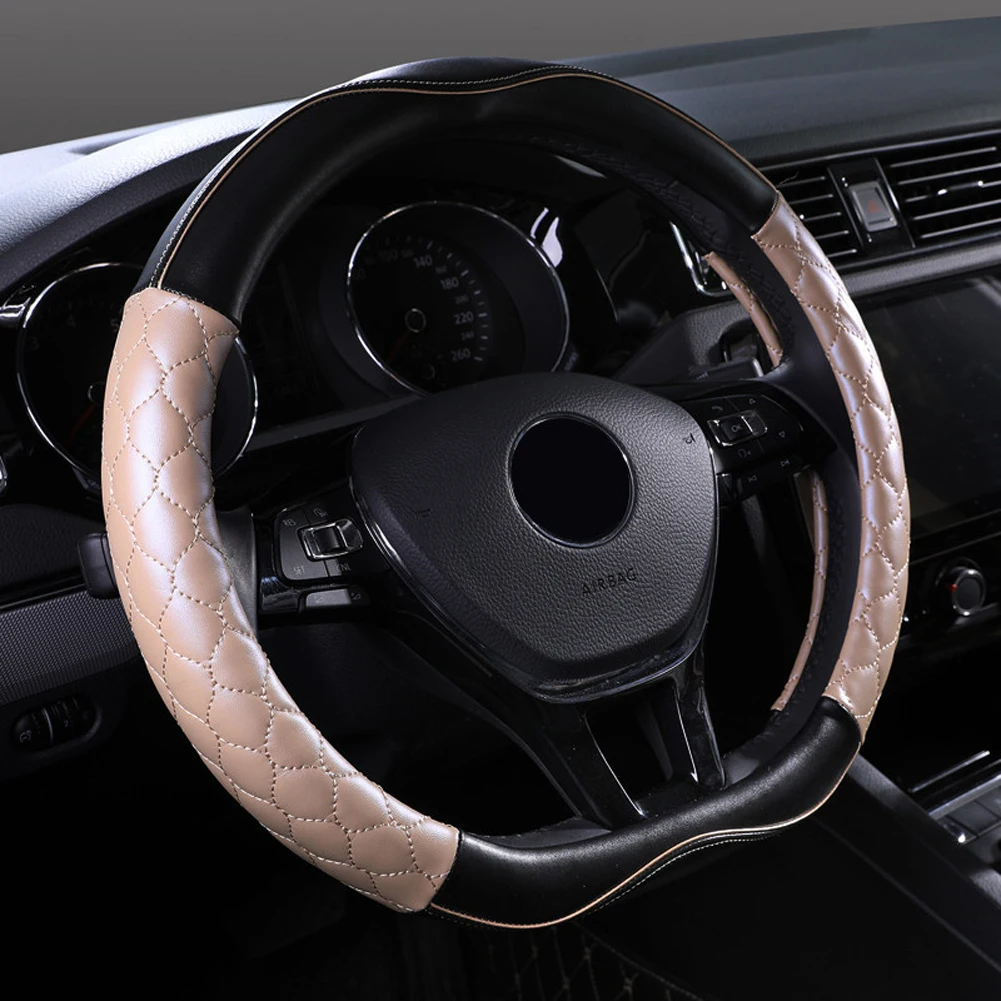 38 см Кожаный чехол рулевого колеса автомобиля защитный для Audi Toyota Honda Cadillac Volvo BMW
