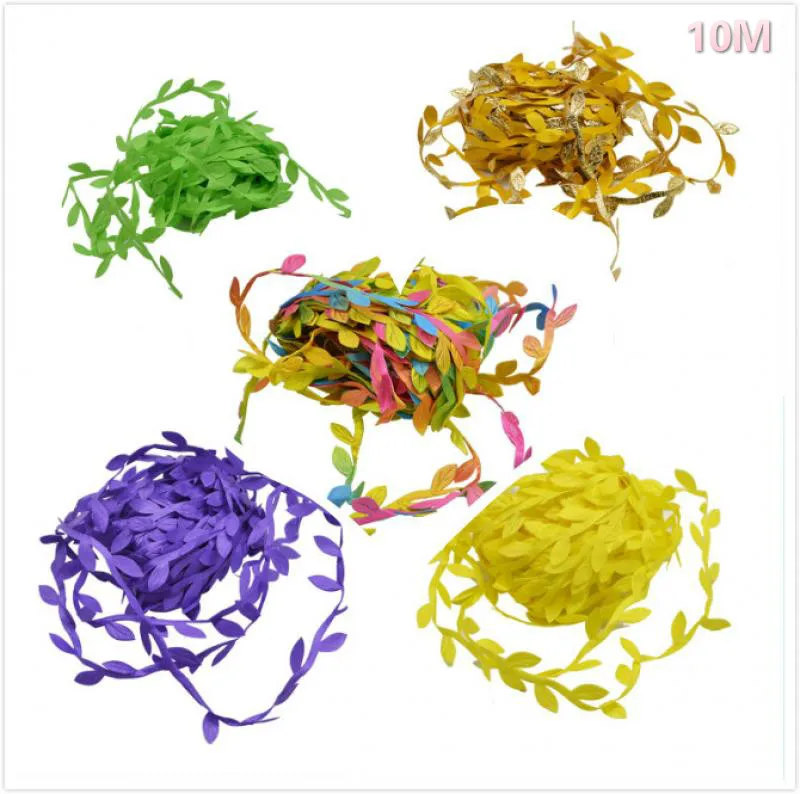 

New 10 M Artificial Silk Wreath Green Leaf Artificial Flower Vine In Rattan For The Car Decoration DIY Wedding flower