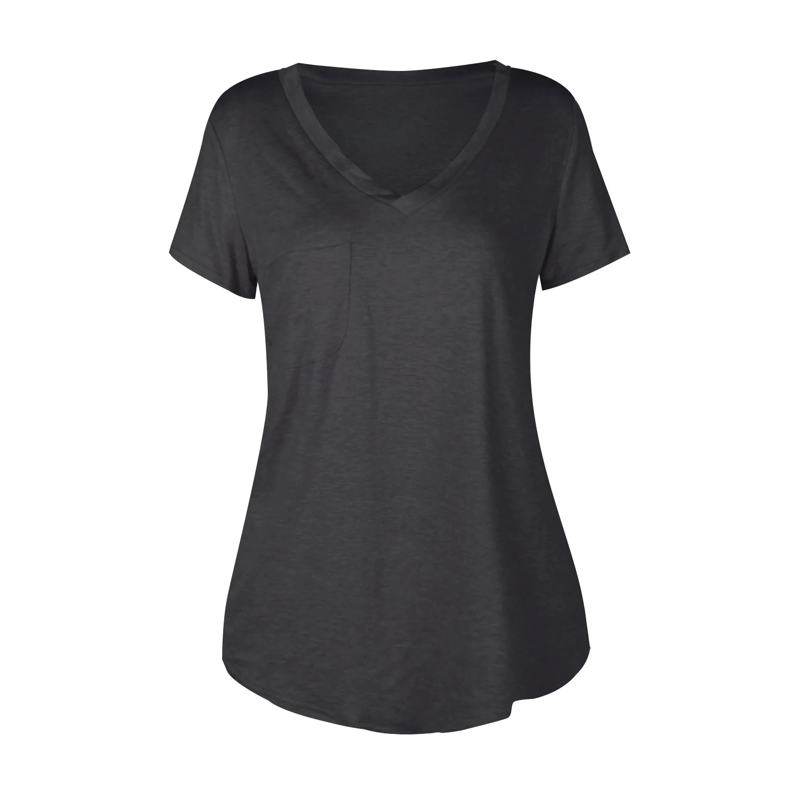 

2021 Summer New Women's Tops Solid Color Casual V-neck Short-sleeved T-shirt Fashion Trend Brand Women's Clothing