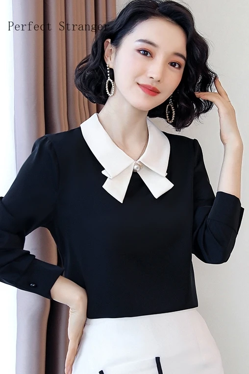 

2020 AutumnNew Arrival Hot Sale Turn Down Collar Long Sleeve Women Chiffon Blouse High Quality