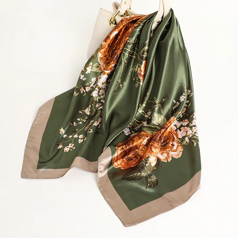 

2021 Silk Square Scarf Women Foulard Shawl Wrap Neckerchief Pashmina Bandana Bag Fashion Lady Neckerchief Spring Hijab Scarves