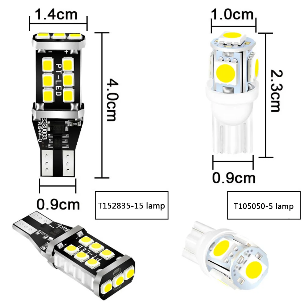 

8pcs/set LED Bulb Reversing Light Xenon White DC12V 5W LED Bulb Daytime Driving Signal Light High Power Rear Bulb Parking Light
