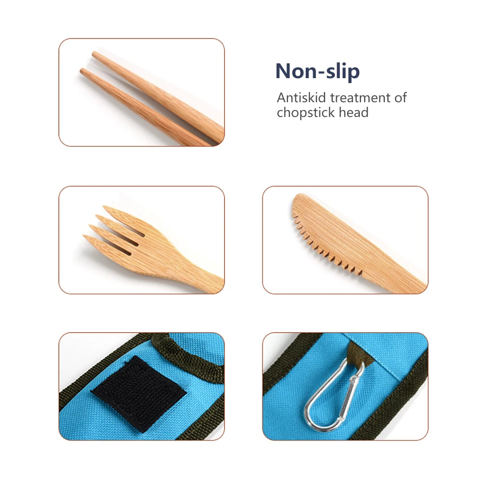 

3 Set Bamboo Cutlery Set Bamboo travel Utensils reusable bamboo utensils with case, Wooden Fork Spoon Chopsticks