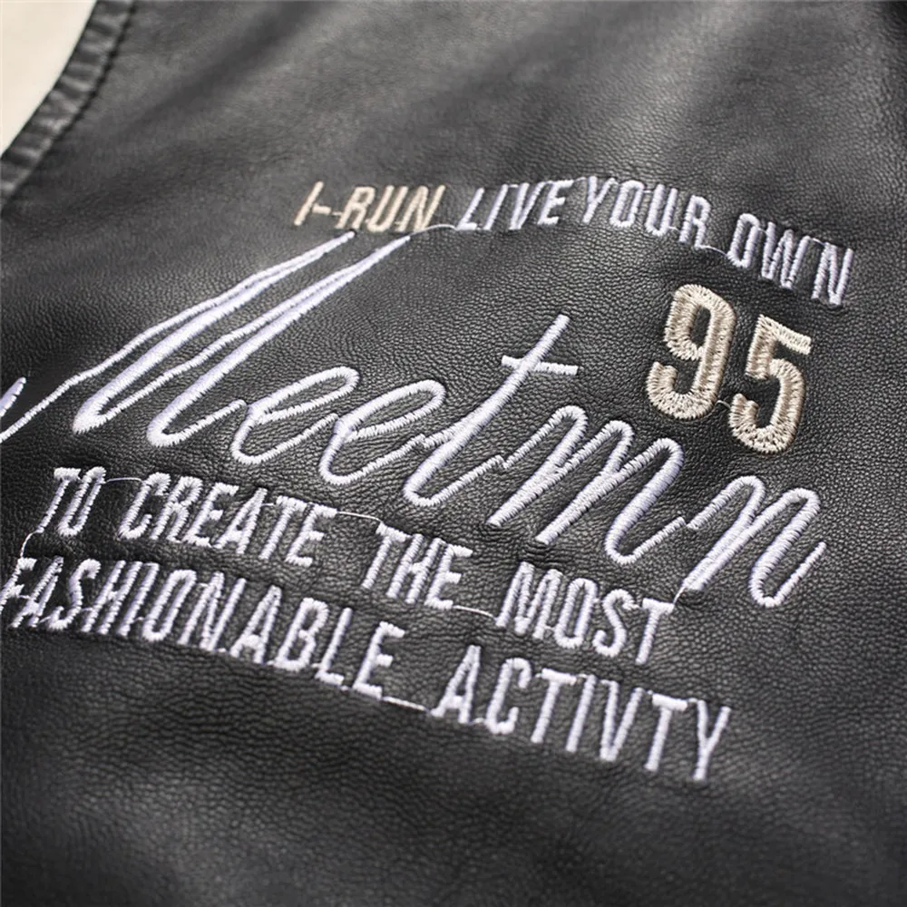 Covrlge Hot Sale Bomber Jackets Men Faux Leather Male Jacket Coats Casual Brand Autumn Winter Pilot Embroidery Outerwear MWP009 | Мужская